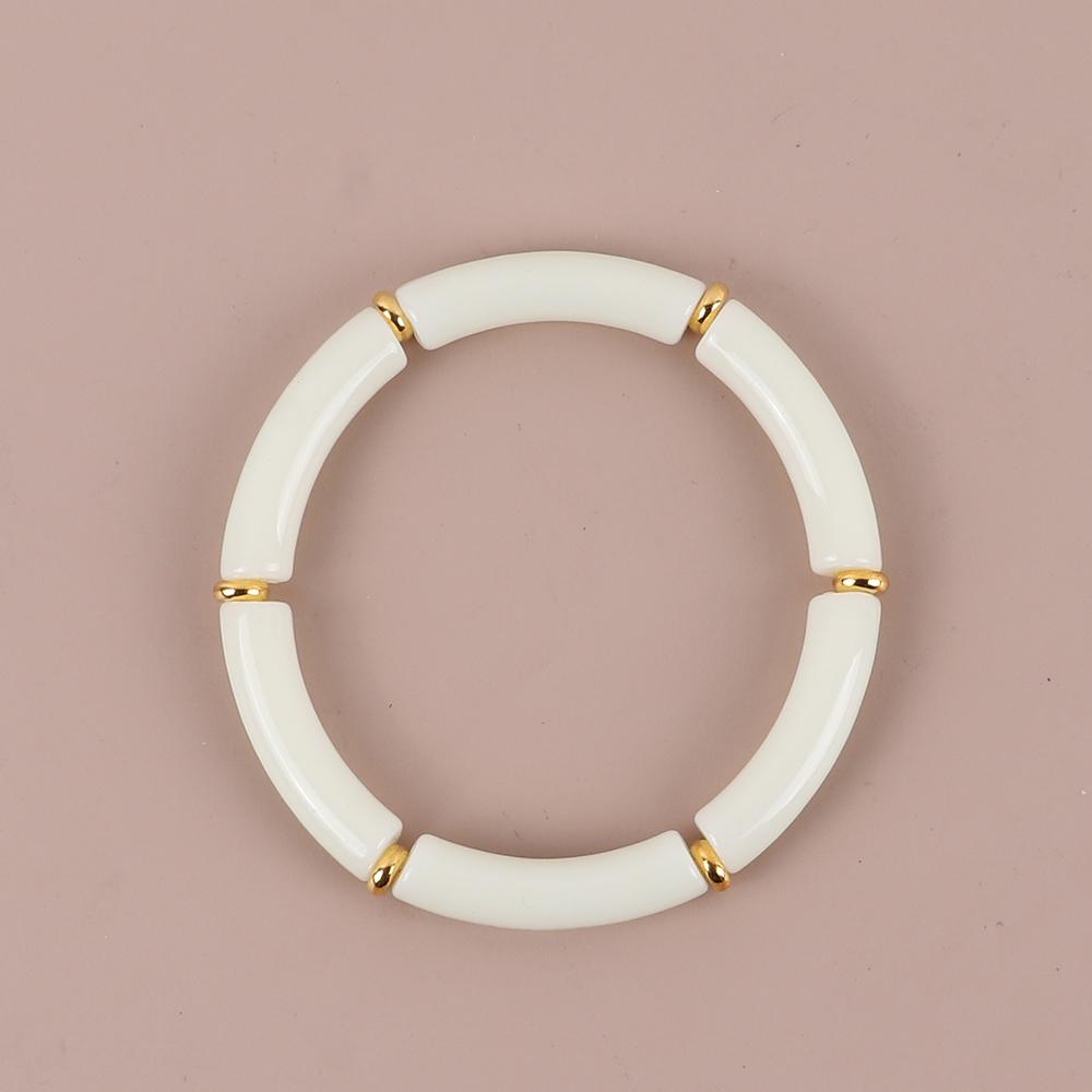 2025 Trendy Colorful Acrylic Bamboo Beads Bracelet for Women Stretch Resin Tube Beaded Cuff Bracelets Bangle Men Fashion Jewelry