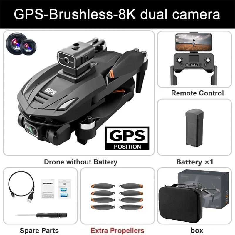 V168 Pro MAX GPS Дрон 8K Профессиональная Двойная HD Камера 5G WIFI FPV 360° Обход Препятствий Бесколлекторный Радиоуправляемый Квадрокоптер Дроны Игрушки