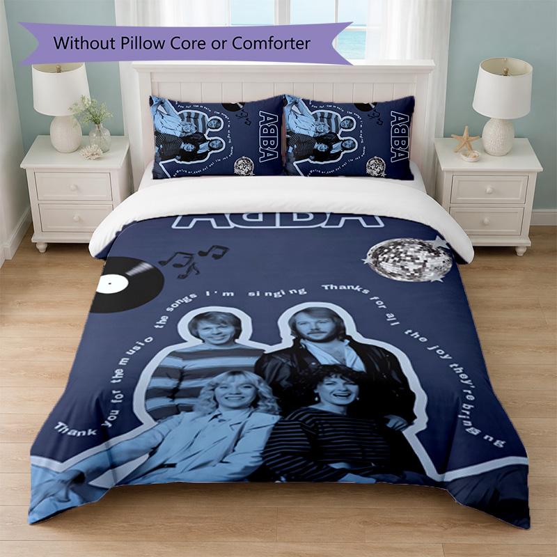 ABBA Print 3Pcs Duvet Cover Set 1 Duvet Cover and 2 Pillowcases Soft Bed Linen For Household Bedroom