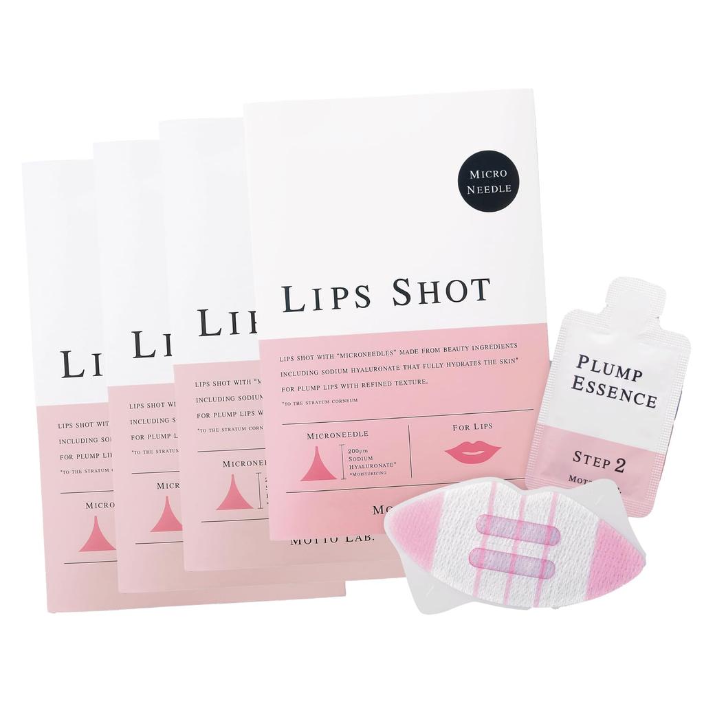 Official Lip Shot Microneedle Patch Lip Mask with Hyaluronic Acid and Hydrating Serum 4-Use (4-Pack)