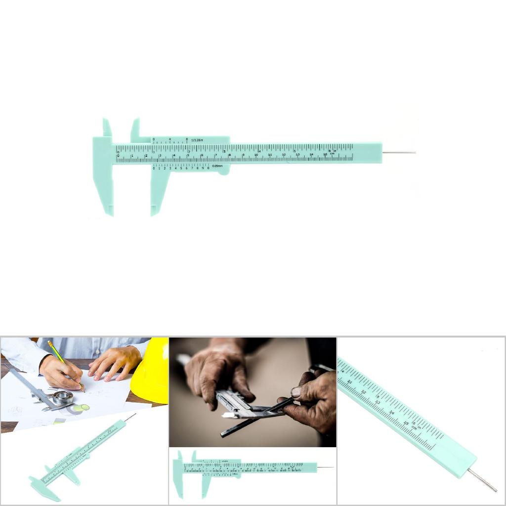 150mm High Accuracy Plastic Double Rule Scale Vernier Caliper Measuring Tool 0.5mm(Green)