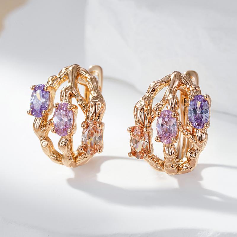 Необычные Красочные Аксессуары из Натурального Циркона Цвет Розового Золота Висячие Серьги для Женщин Модная Повседневная Винтажная Бижутерия