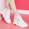 Women's High-Top White Cotton Shoes with Plush Lining, Autumn/Winter 2022 Collection - Height-Enhancing Sports Casual Footwear.