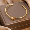 Titanium Stainless Steel Bracelets Elegant Trendy Round Circular Open Knot Cuff Bangle For Women Jewelry
