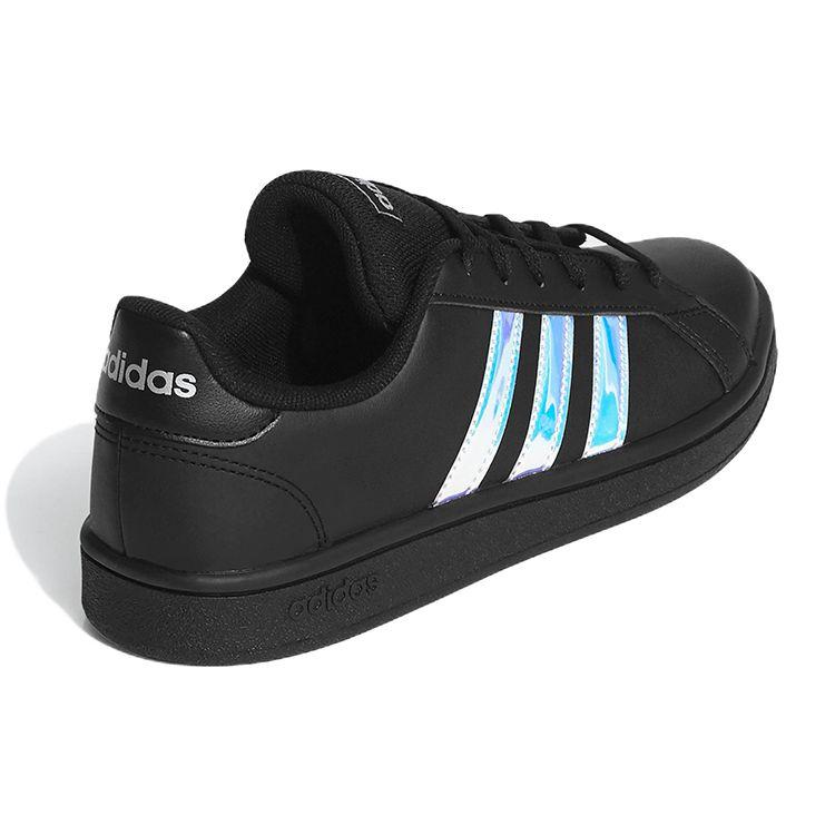 adidas Grand Court Base Черные переливающиеся мужские кроссовки Core-Black Cloud-White Grey GV6704