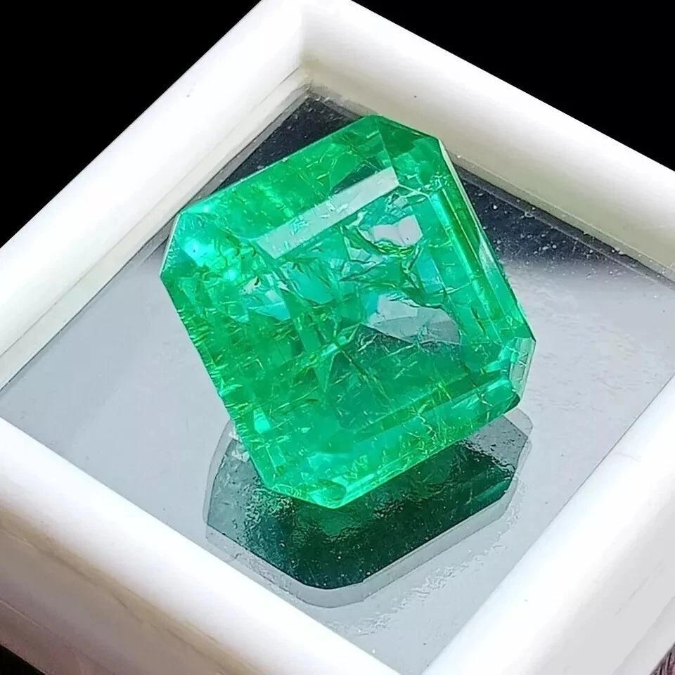 Natural AA Emerald Green Colombian Asscher Cut 10-12 Ct Stunning Gemstone