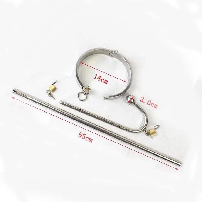 Нержавеющая сталь Принудительный Прямой Корпус Замок Воротник на шею Анальный крючок Бат-плаг Замок рабства СМ Эротическая секс-игрушка для парной игры