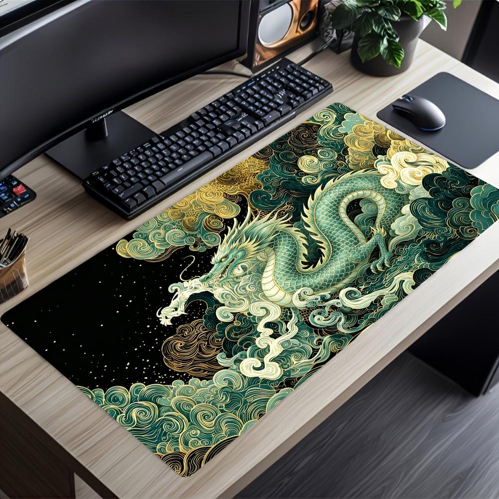 White Fox Crane Dragon Mousepad Speed Office Desk Accessories Gaming Mats Mouse Mat Desk Pad Set Up Computer Desk Decorating Rug