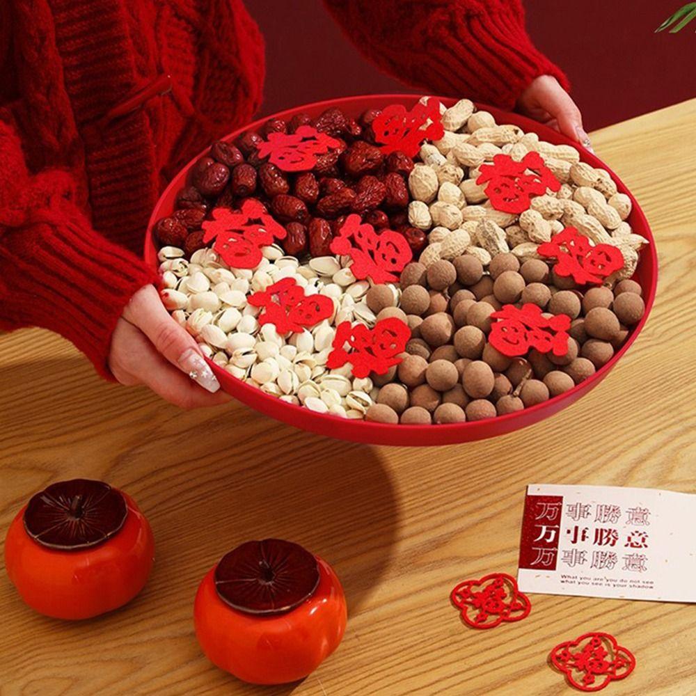 1Pcs Wedding Banquet Xi Tray Festive Supplies Chinese Traditional Plate Durable Red Tray
