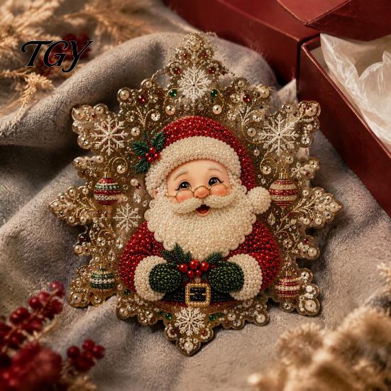 Christmas Tree Hanging Ornaments Faux Pearl Art Ornament Kit, DIY Beads Painting Creative Gifts for Women Suncatcher, Snowflake Shape Acrylic