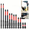 12pcs Set of Tungsten Steel Magnetic Screwdriver Heads - S 2, 1/ 4 "handle, Cross and L M Flat Head, Red and Black, Suitable for Male Electric