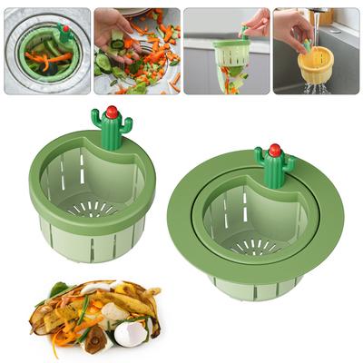 Инновационный кактус Кухонный фильтр для отходов Пресс-релиз Сливная корзина Многофункциональная Зеленый кактус Сетка для фильтра раковины