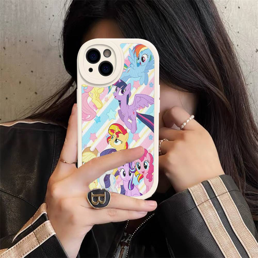 Милый M-Мой Мультяшный P-Пони L-Маленький Чехол Для Телефона Для IPhone 16 15 14 11 12 13 Pro Max Plus Задняя Кожаная Крышка
