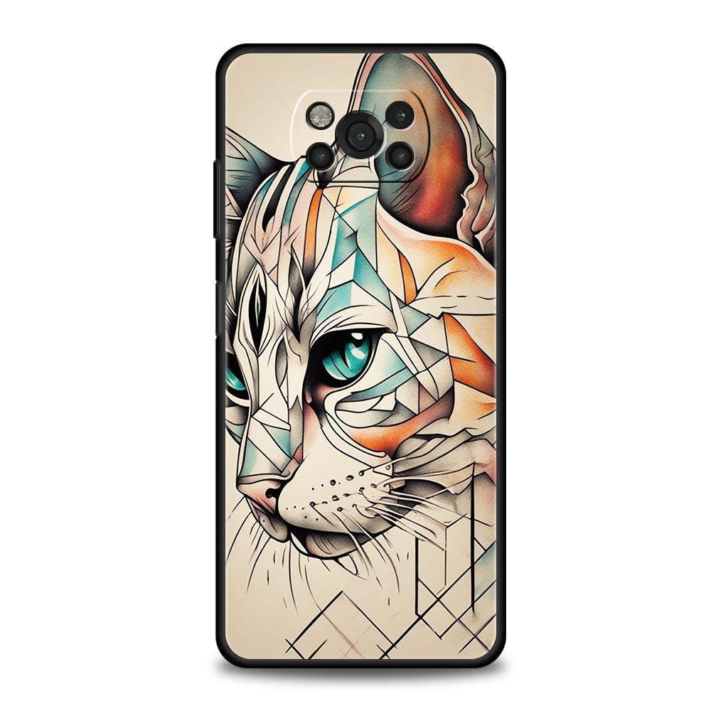 Абстрактная Креативная Милая Кошка Линия Чехол для Телефона для Xiaomi Poco F7 Ultra F6 F5 F4 F3 X6 X5 X4 X3 NFC C51 C55 M4 GT 5G Мягкий ТПУ