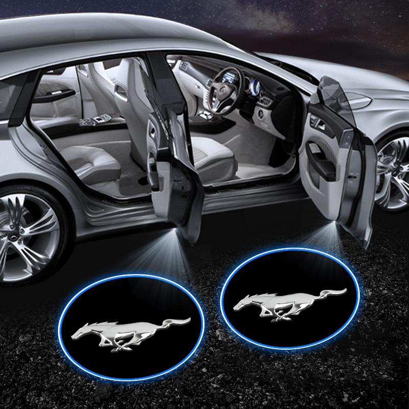 Светодиодные приветственные огни на двери автомобиля Лазерный проектор Беспроводная автомобильная HD лампа подсветки для Ford Mustang line Fiesta Escape Kuga Ecosport Ranger EXplorer наклейки