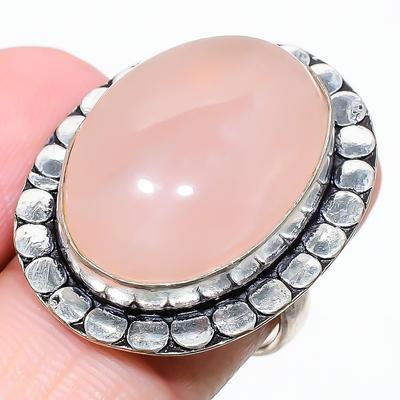Кольцо из серебра 925 пробы с розовым кварцем, размер 7,5 d6w26