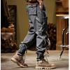 2024 New Winter Cargo Pants Men Multi-Pockets Drawstring Fleece Liner Thick Warm Overalls Joggers Casual Cotton Thermal Trousers