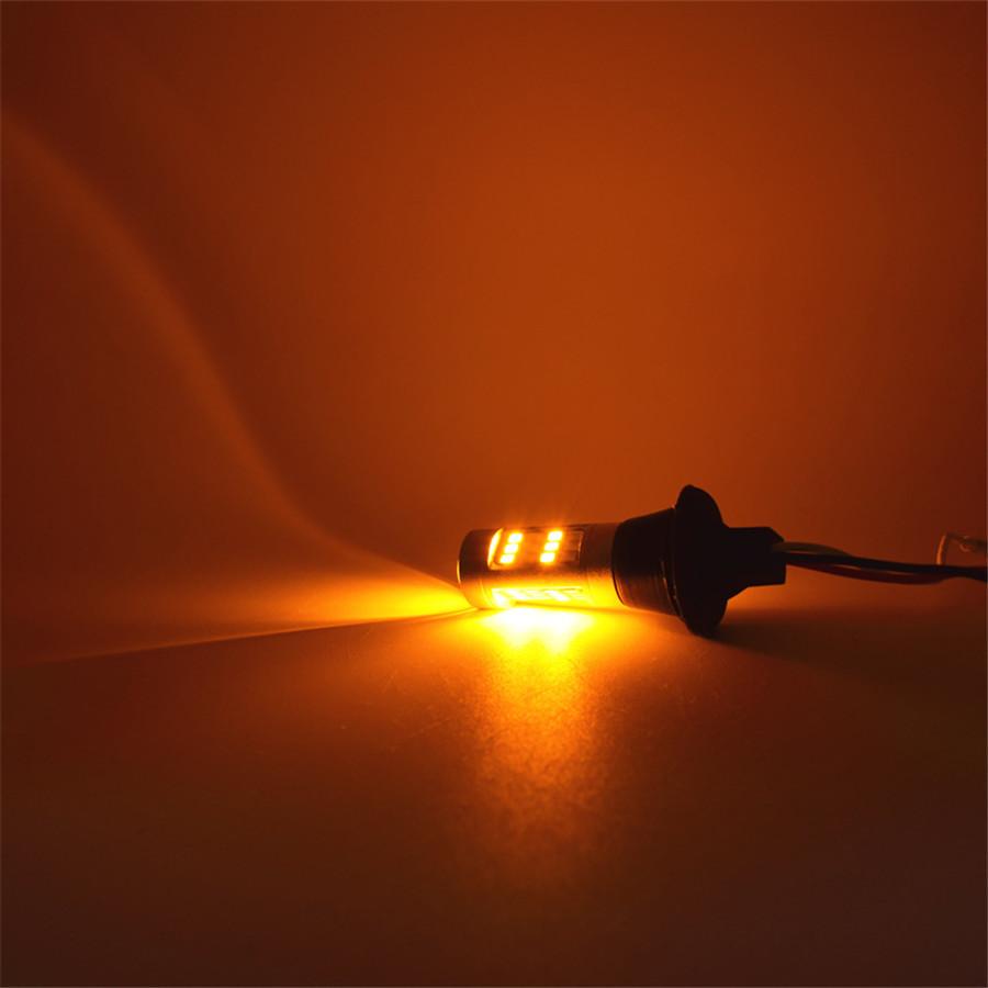 2Pcs 12V 1156 7506 BAU15S Amber-White Switchback Car LED DRL Turn Signal Lights