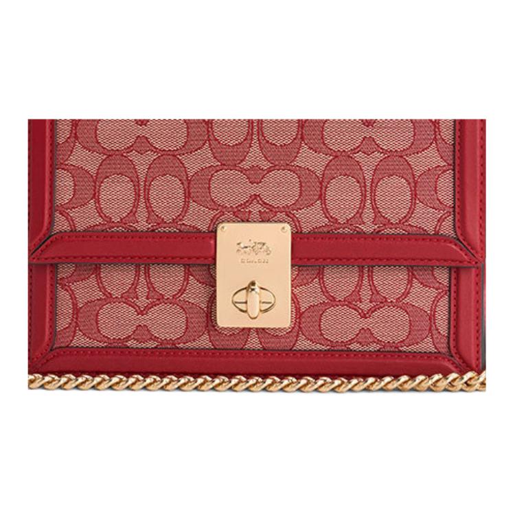 Coach Hutton 21 Monogram Leather Small Square Chain Bag Women bags Ruby CZ491-IMRBY