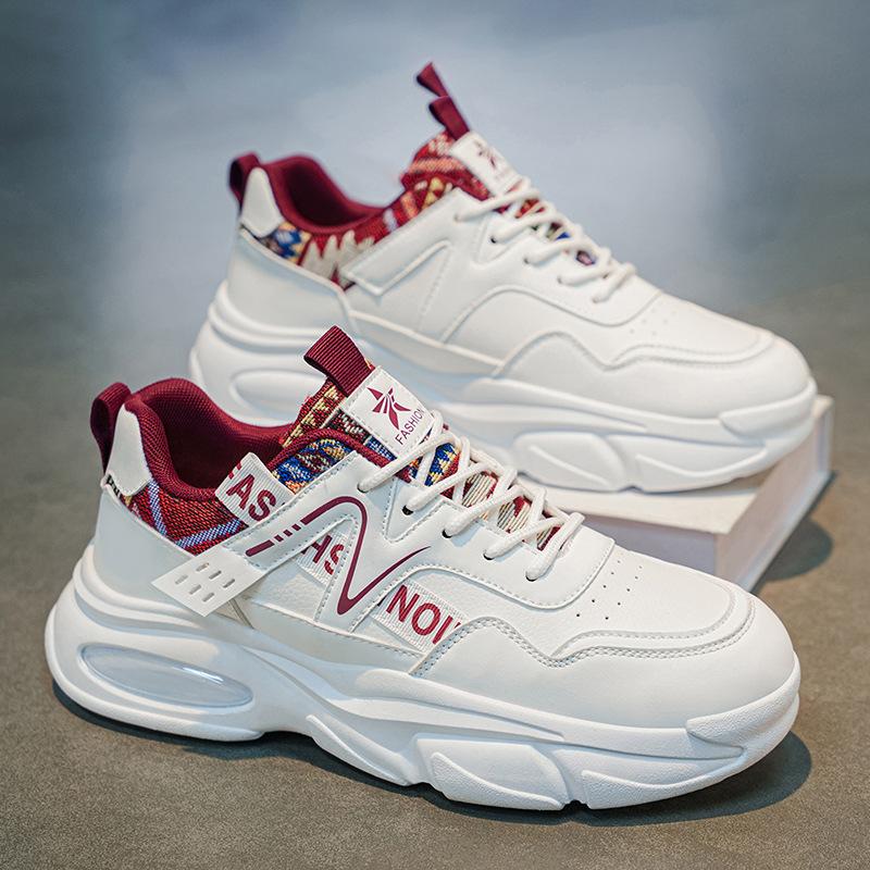 Spring Autumn New Platform Sneakers for Men Fashion Sports Casual Shoes Male White PU Leather Running Shoes Man