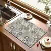 Retro Bohemian Style Super Absorbent Tableware Dish Drying Mat Kitchen Bottle Anti-slip Rug Luxury Kettle Dinnerware Bar Counte