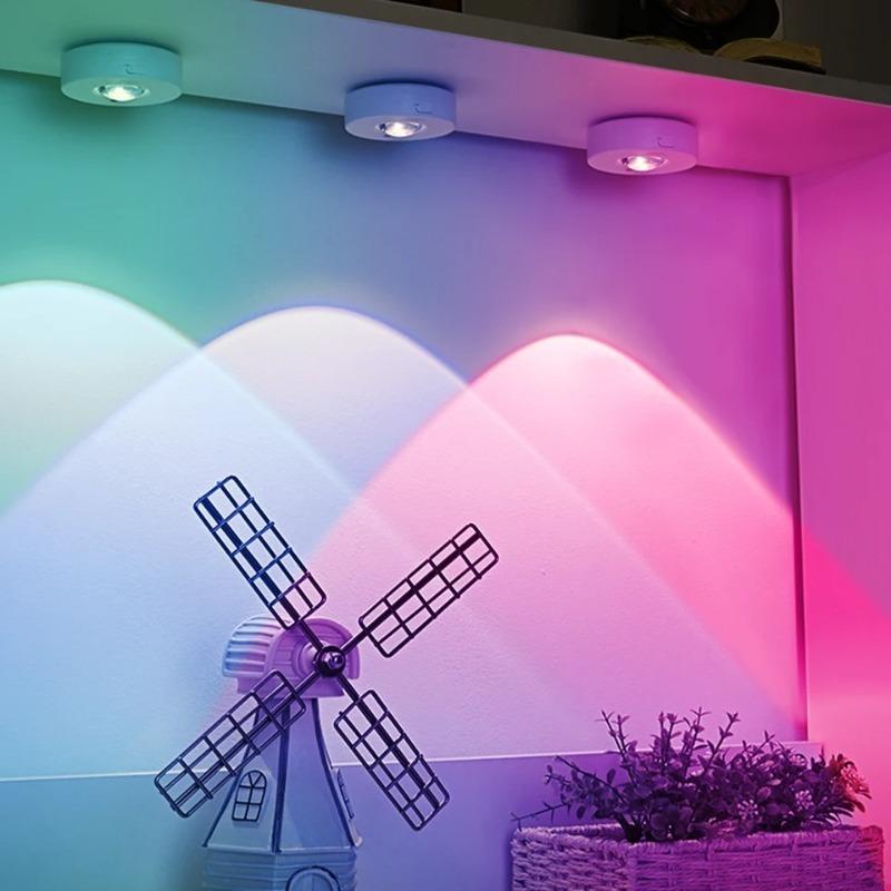 RGB Магнитный Перезаряжаемый Спот, Светодиодный Светильник для Шкафа с Зарядкой Type‑C, Регулируемая Яркость, Беспроводная Лампа для Гардеробной и Витрины