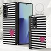 Модный полосатый чехол-сердечко для утки для Samsung Z Fold 8 Ultra 7 6 5 4 Гибридная кожаная накладка Жесткий бампер из ПК для Galaxy Z Fold8 Fold7 Fold6 Fold5