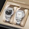 2PCS Men Business Watches Set Fashion Square Dial Quartz Wristwatch with Calendar Reloj Mujer