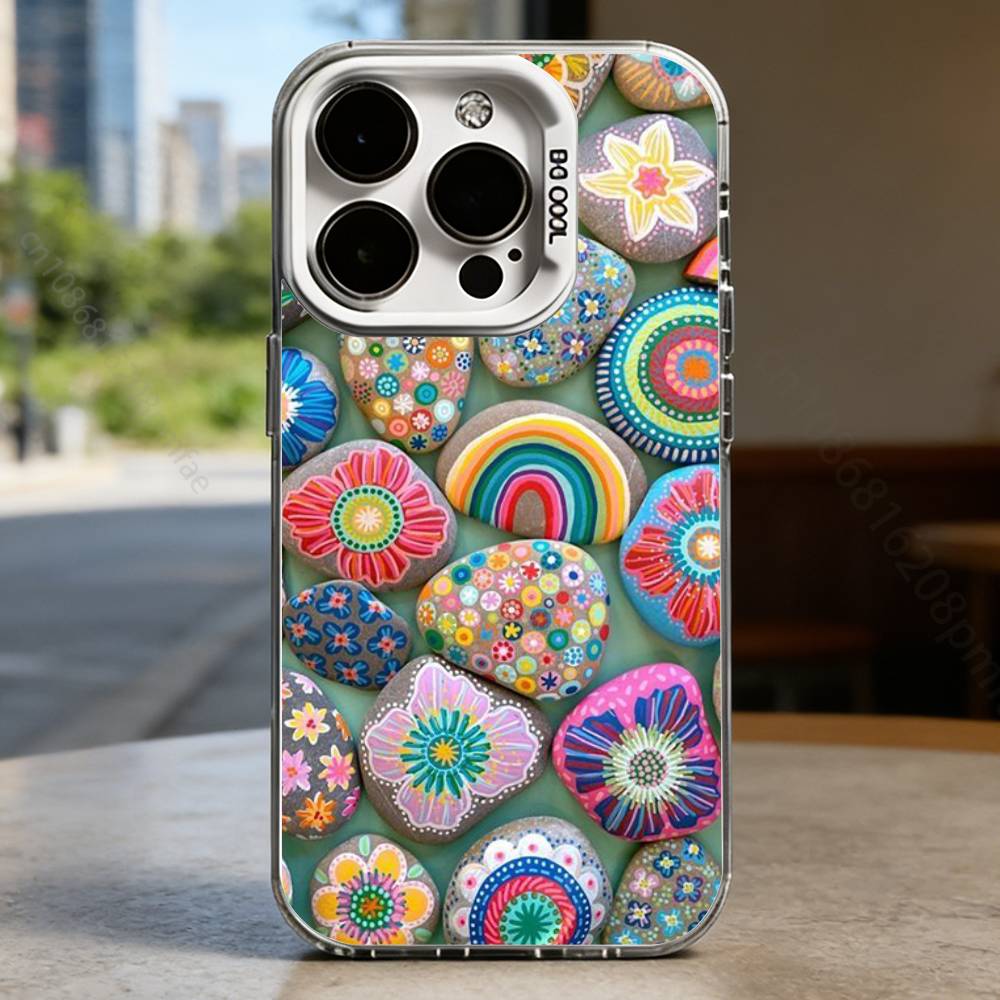 Яркие камни Белый противоударный чехол для телефона для iPhone 17,16,15,14,13,12,11,Pro,XS,Max,Plus,Mini,SE