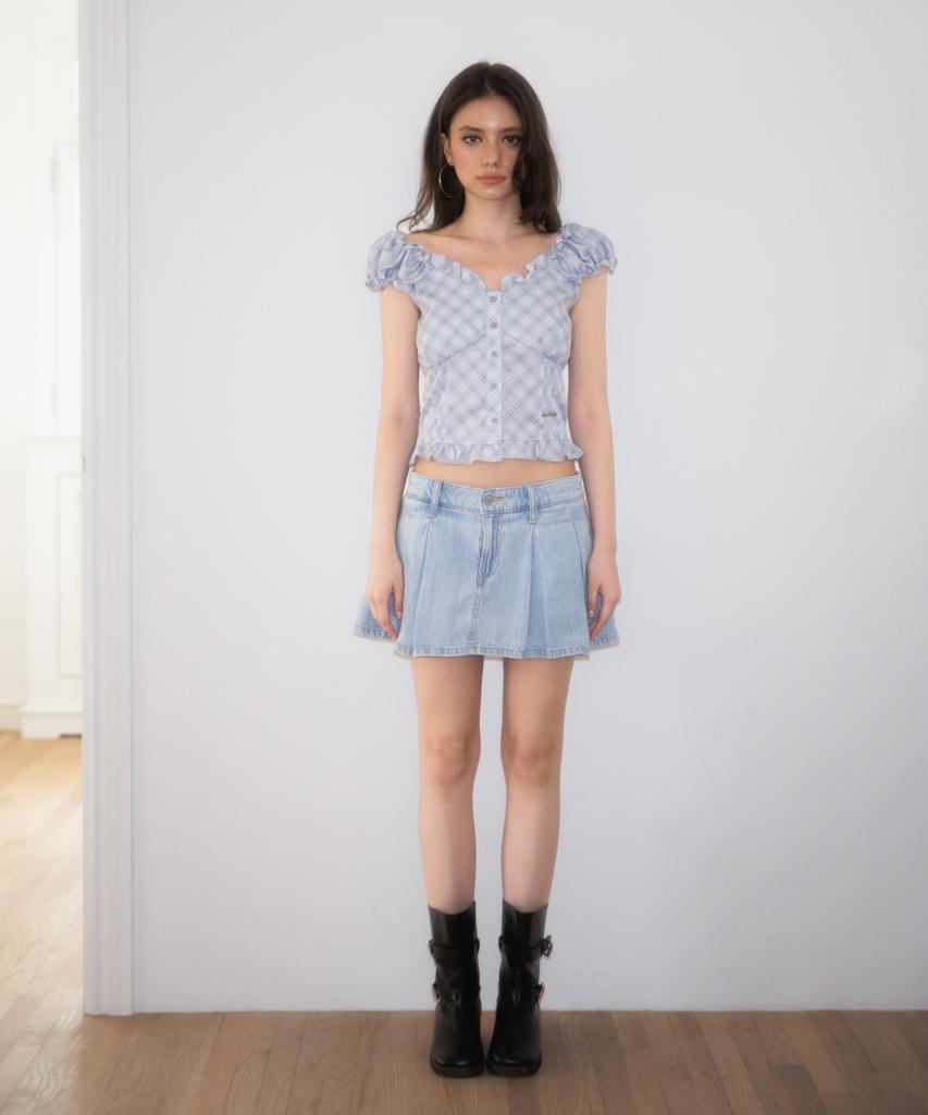 ROSEFRANTZ Frill Shirring Sleeveless [Sky Blue]