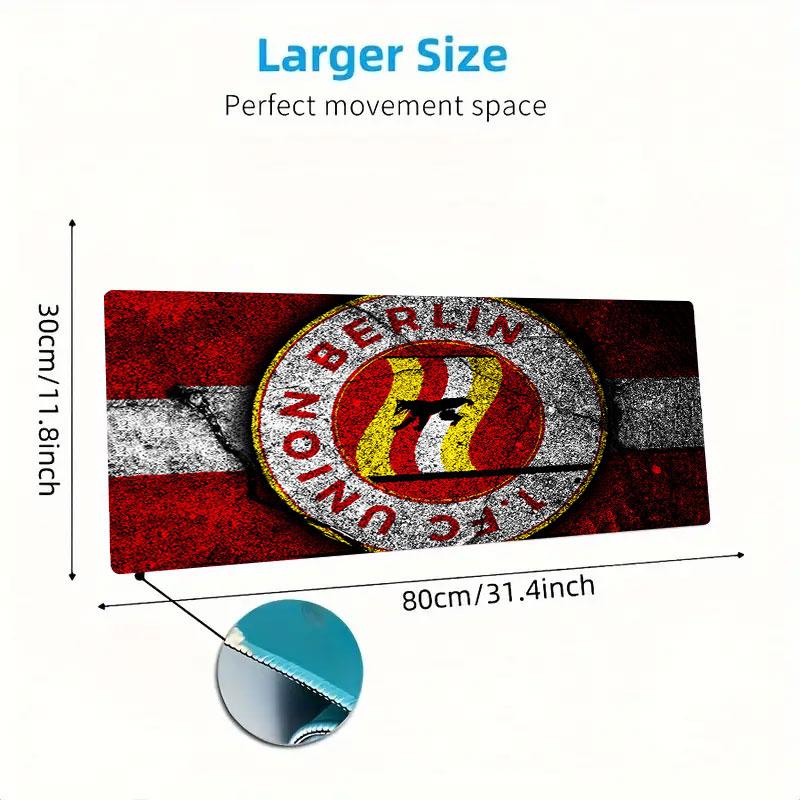 FC Union Berlin Mouse Pad, Large Gaming Desk Mat, Non-slip XXL Mousepad for Laptop & Tablet, Mini PC Playmat with Stitched Edges