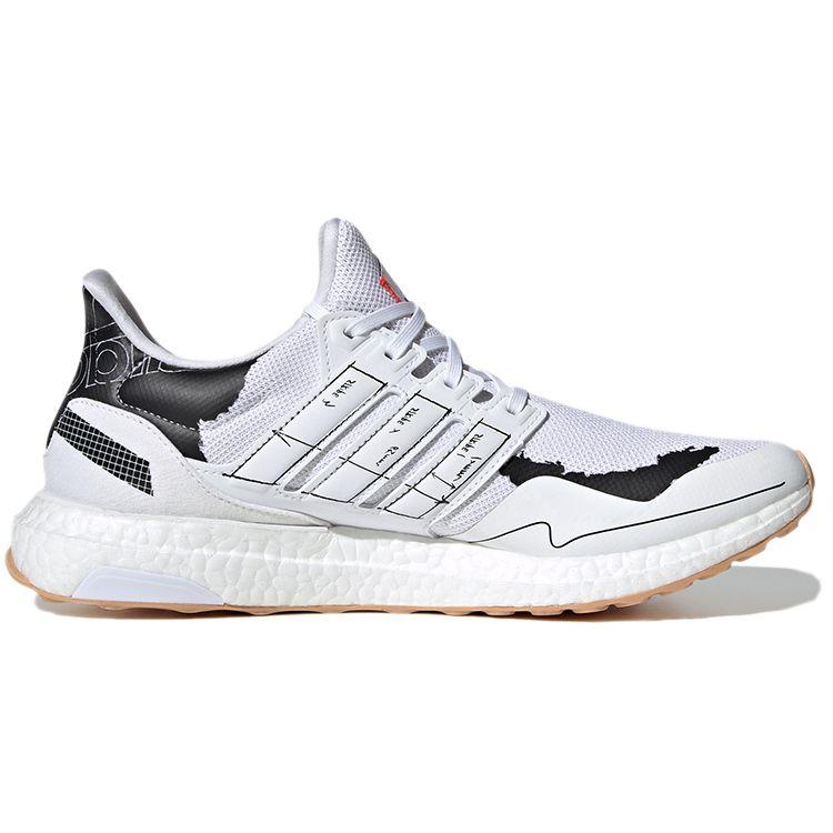 adidas UltraBoost Clima Schematic — белые кроссовки унисекс Cloud-White Core-Black Solar-Red GY0524