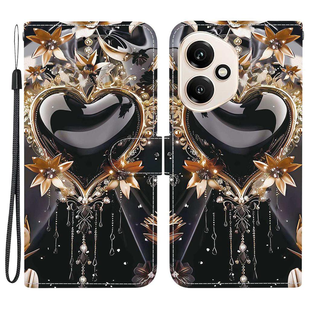 Для Honor 400 5G (Глобальный) Кожаный чехол-кошелек с принтом, подставка, чехол для телефона с ремешком