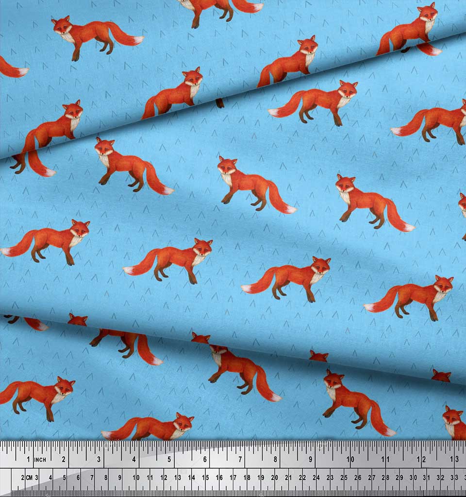 Soimoi Фиолетовая японская креп-сатиновая ткань с принтом лисы и животных, ткань для рукоделия по метрам, 42 дюйма