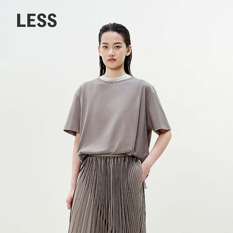 LESS 2025 Summer Loose Fit Round Neck T-shirt
