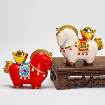Мультяшная фигурка лошади в китайском стиле, статуэтка года лошади, приносящая богатство, удачу, счастливая лошадь, фэн-шуй, украшение