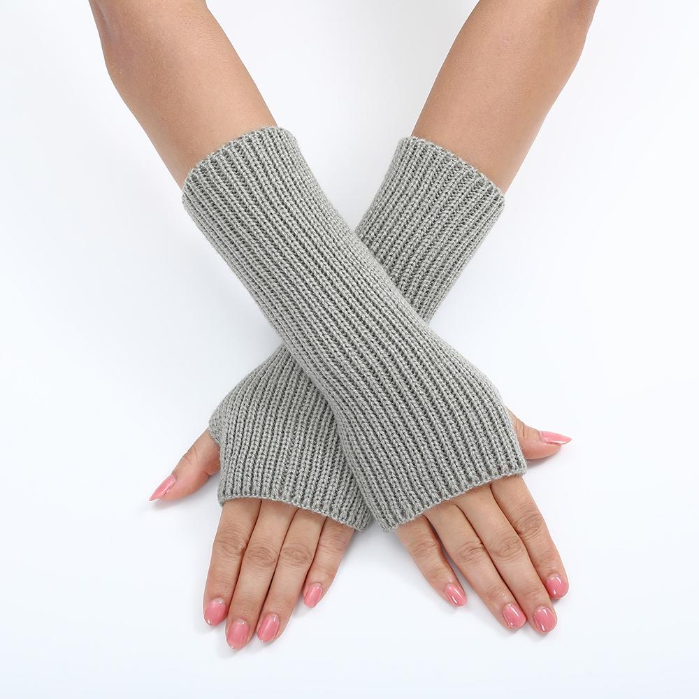 Women Long Fingerless Gloves Knitted Mitten Hand Warmers Winter Warm Wool Knitting Half Finger Gloves Unisex Arm Sleeve