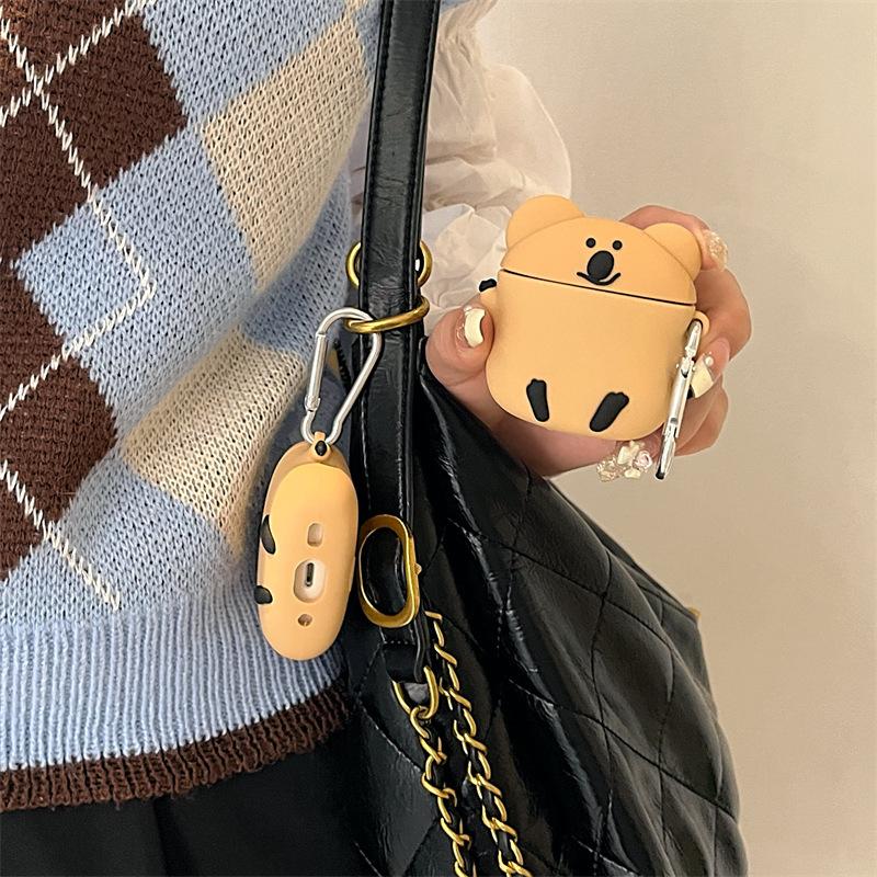 Милый медведь-хурма для Airpods 4-го поколения pro2-го поколения Apple Bluetooth беспроводная гарнитура чехол 1/2/3 поколения мультяшный