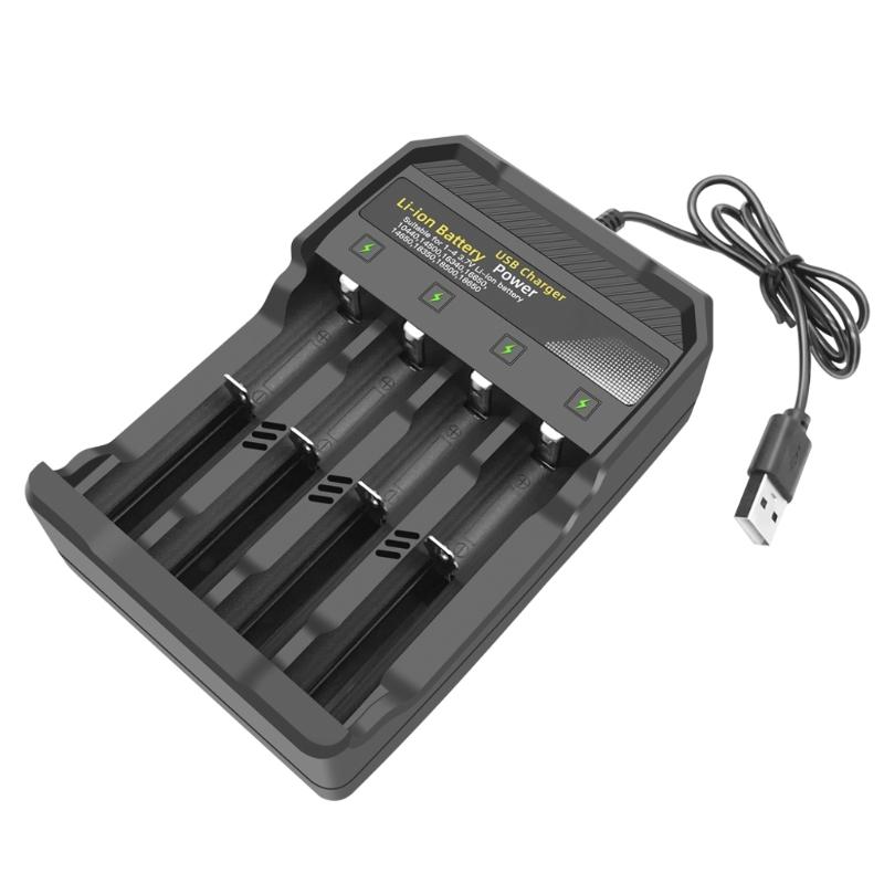 Автоматическое прекращение зарядки 4-слотовый USB-адаптер для зарядки 3,7 В литиевых батарей Для нескольких устройств Безопасная защита от обратной полярности