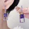 Amethyst Geometric Luxury Diamond Rectangle Ear Cuffs, 2024 Collection