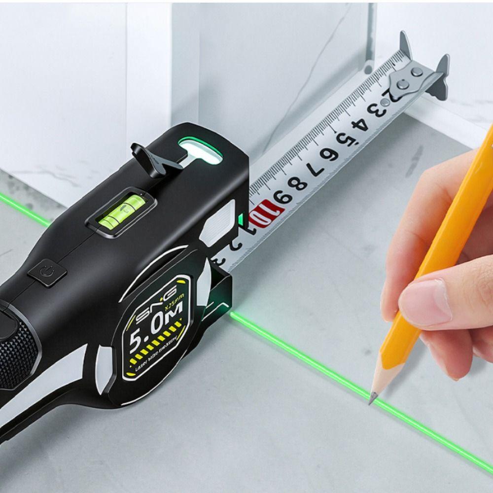 Rechargeable Laser Tape Measure Retractable Electric Measuring Tool Laser Level Home DIY