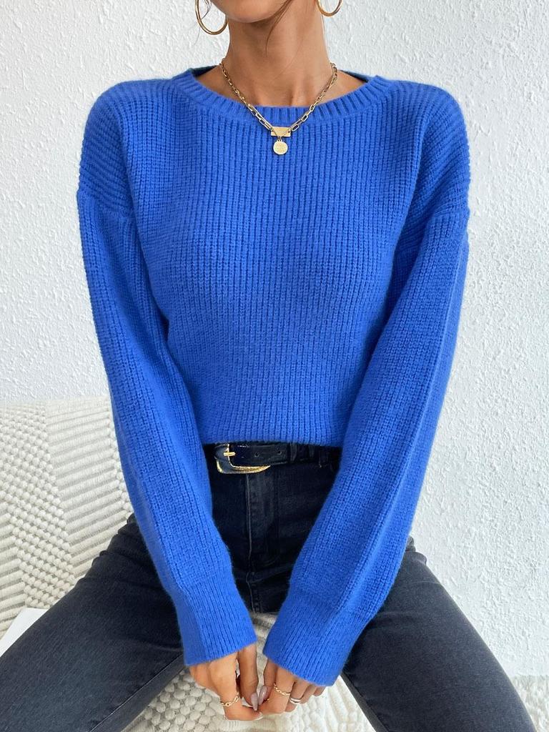 European Multi-Color Long-Sleeve Knit Sweater: Women's Loose-Fit, Autumn/Winter Collection