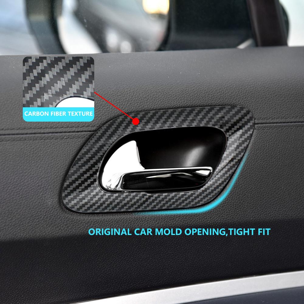 Car Inner Door Handle Cover Stickers for Peugeot 3008 2013 2014 2015 ABS Carbon Fiber Trim Sticker 4pcs/set Accessories