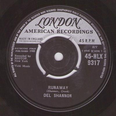 7-дюймовая пластинка ДЕЛ ШЕННОН - Runaway 45HLX9317 London Records, 1961 UK Рок Б/У