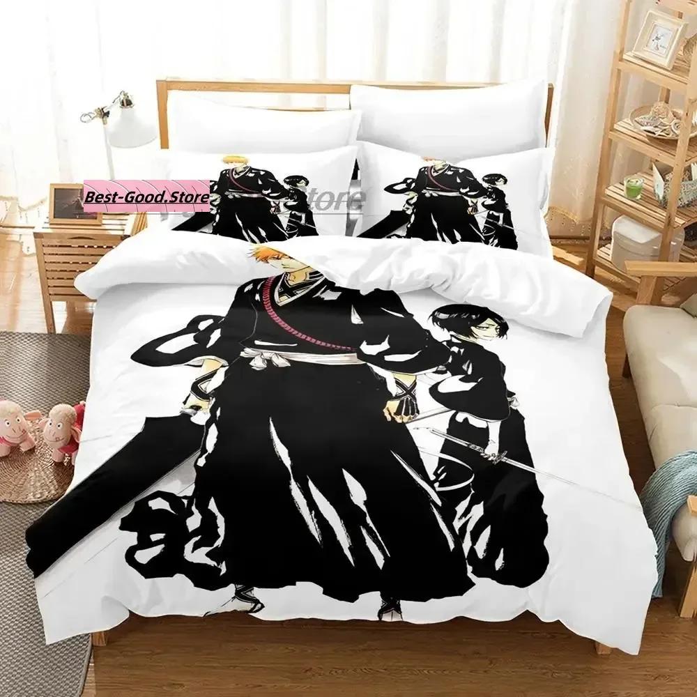 Bleach Кучики Рукия Постельный комплект Односпальный Полуторный Двуспальный Евро Кинг-сайз Комплект для кровати Взрослый Детский Спальня Комплекты пододеяльников 3D принт Аниме 2022