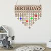 Family Birthday Calendar with Tags Wooden DIY Wall Hanging Board Birthday Reminder Calendar Plaque