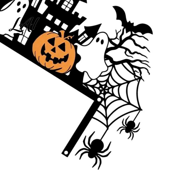 Indoor Halloween Party Supplies Door Topper with Castle Ghost Pumpkin Spider and Bat Silhouette 2D Flat Three Dimensional Hanging Acrylic Corner