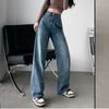 Vintage Blue Casual Wide Leg Jeans for Women Fashion Slim High Waist Loose Straight Denim Pants Woman Oversized Office Lady Trouser 24201