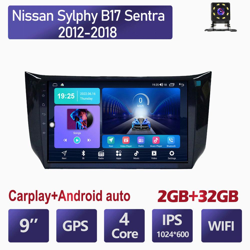Автомобильный радиоприемник Carplay для Nissan Sylphy B17 Sentra 2012-2018, мультимедийный видеоплеер, GPS-навигация, Wi-Fi, 4 + 64 ГБ