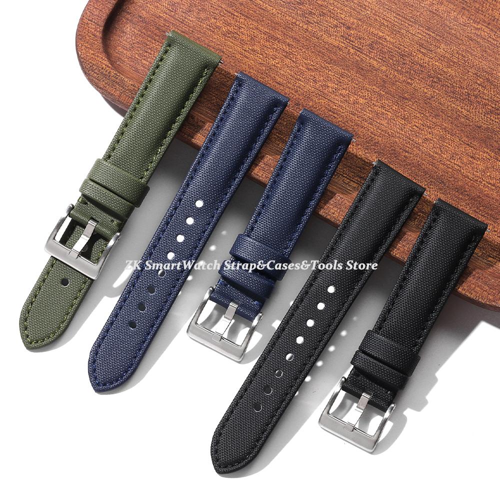 18mm 20mm 22mm Nylon+Leather Watch Strap Breathable Soft Wristband for Omega 007 Bracelet Men Women Quick Release Accessories